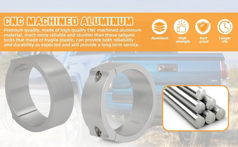 Foruly Tailgate Anti-Theft Lock, for Toyota Tacoma 2016-2023, Tailgate Security Device Truck Bed Tail Gate Lock with 2 Screws- CNC Machined Aluminum (Silver) - Image 2
